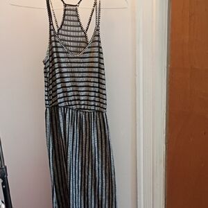 Source Unknown Black and White Striped Maxi Dress